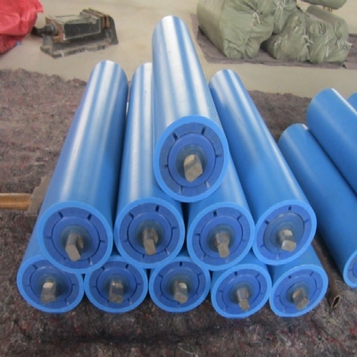 Oisif bleu de rouleau de convoyeur à bande d'UHMWPE pour le rouleau de extraction de convoyeur à bande